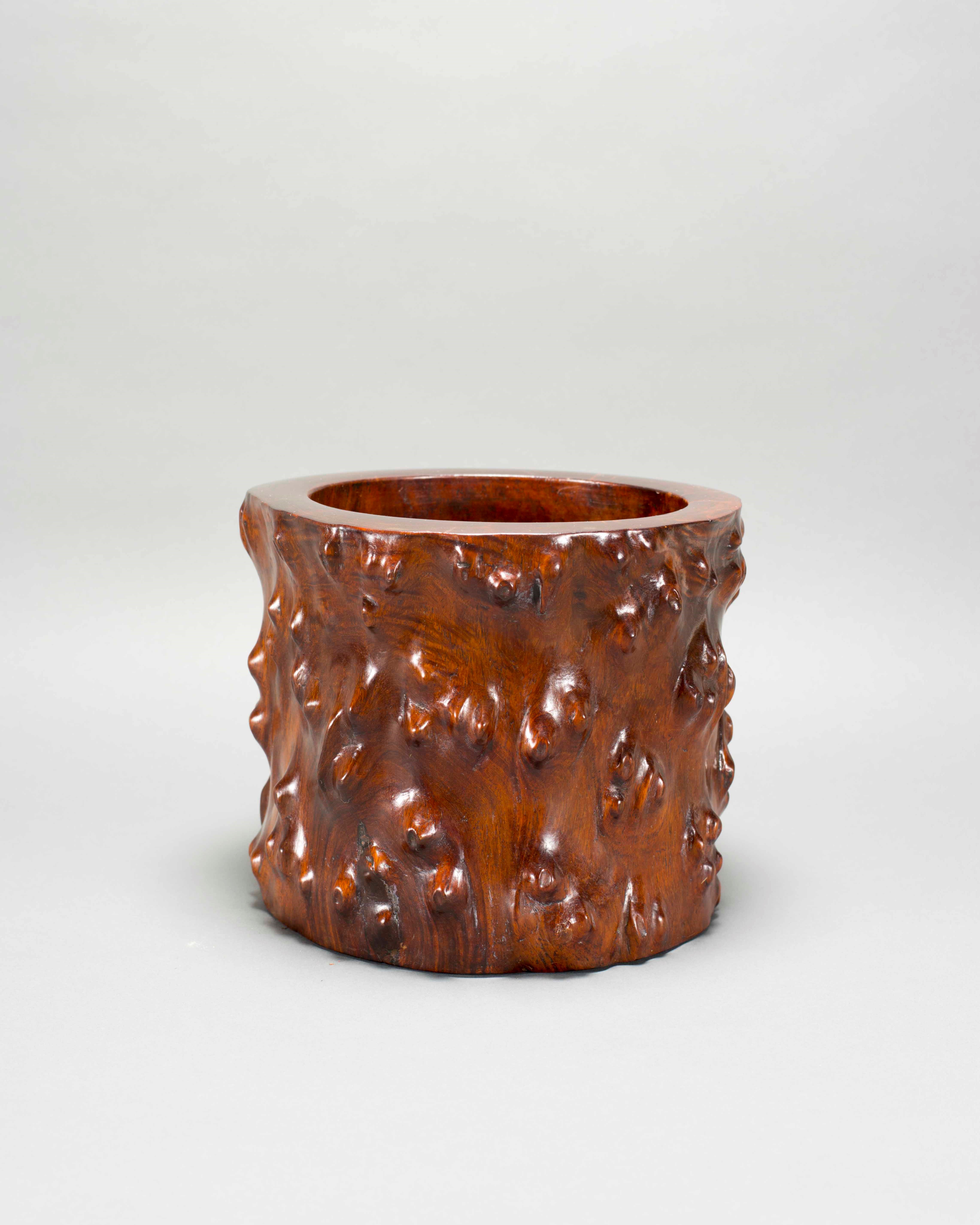 A Huanghuali Wood Root Brush Pot